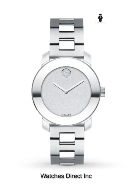 Brand New Movado Bold Women’s Silver Glitter Dial 30mm Watch 3600568