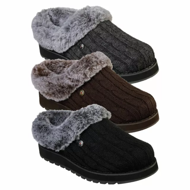 Femmes Skechers Glace Ange 31204 Doublé Fourrure Mules
