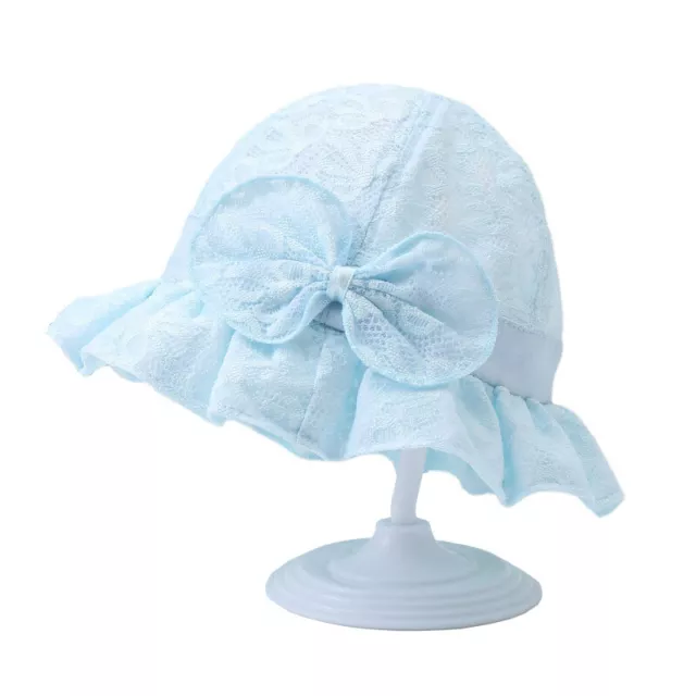 Bébé Fille Casquette Brodé Floral Dentelle Large Bord Noeud Protection Soleil