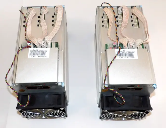 (2) Antminer A3 815G Bitmain Crypto Miner Lot Untested