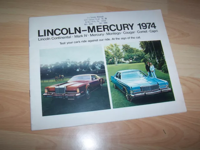 Catalogue /  Original brochure MERCURY  LINCOLN Gamme / Full line 1974 USA //