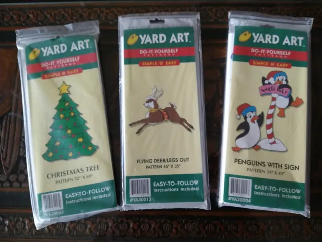 Yard Art Patterns Woodworking Do It Yourself Christmas Santa Reindeer Set 3 New