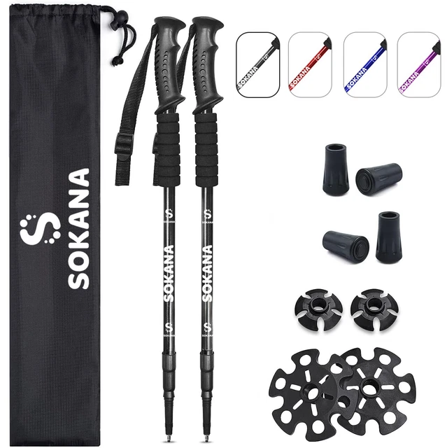 Pair of Trekking  53'' Hiking Poles Walking Trekking Sticks - BLACK