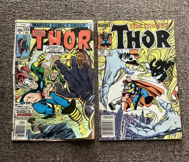 Marvel Comics The Mighty Thor #266 Dec 1977, #345 July 1984 Lot Of 2
