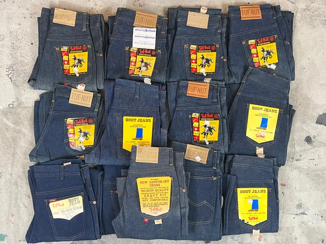 Lot of 14 VTG Deadstock 60s Tuf Nut Denim Jeans Straight Bootcut 26"-31" Western