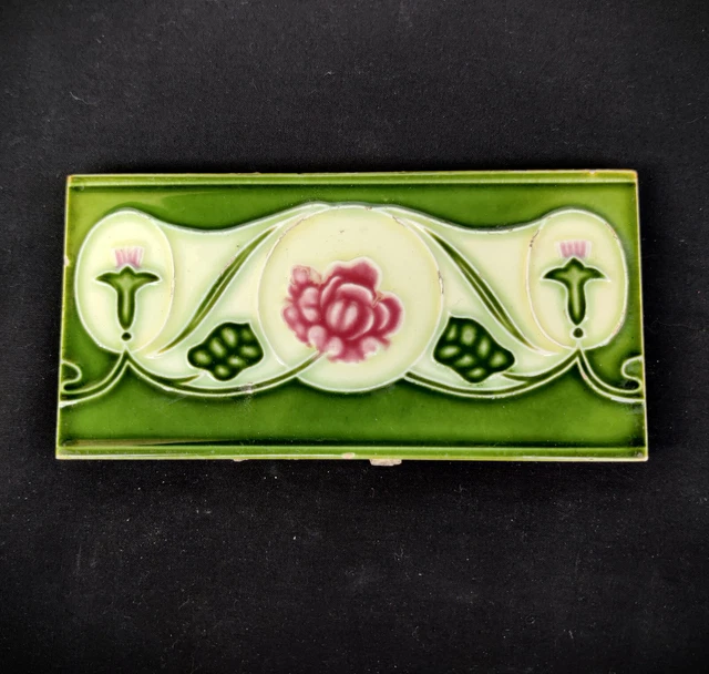 1940s Vintage Architecture Furniture Tile Floral Majolica Art Nouveau Japan