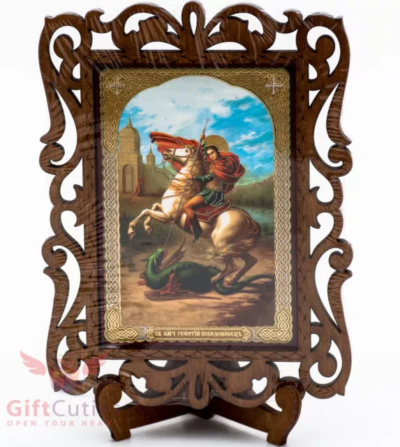 Wooden Icon of Saint George and the Dragon Икона Святой Георгий Победоносец