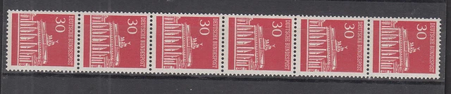 30 Pf Brandenburger Tor Mi 508v ** 6er-Streifen 400er-Rolle Luxus!
