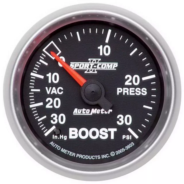 Autometer Sport-Comp II 2-1/16" Boost/Vacuum Gauge 30 In Hg/30 Psi Mechanical...