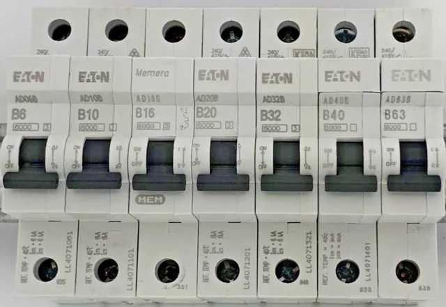 MEM Memshield 2 AD 6A 10A 16A 20A 32A 40A 50A 63A Amp 6kA Type B MCB Memera 2000