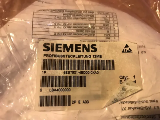 Siemens Profibussteckleitung 12MB/6ES7 901-4BD00-0XA0 E :0 3