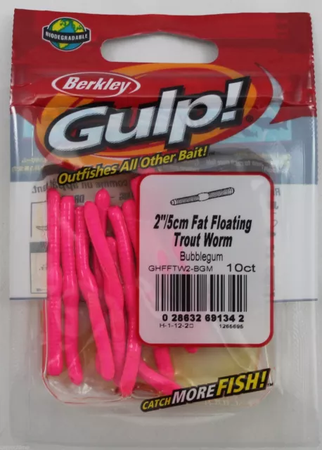 26-PACK 2 3/8 PINK BUBBLEGUM FLOATING FINESSE TROUT WORMS PANFISH