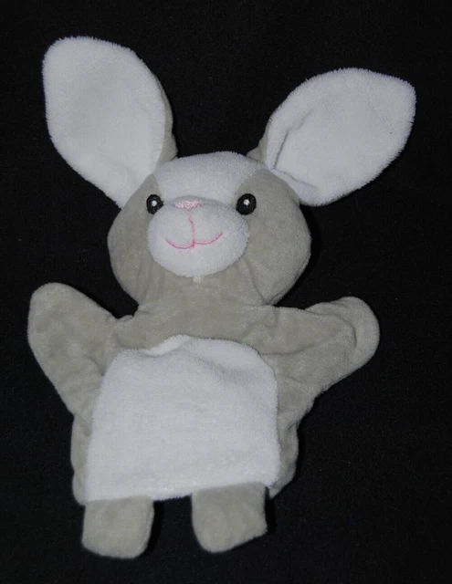 Peluche doudou marionnette lapin âne MAISONS DU MONDE blanc gris NEUF