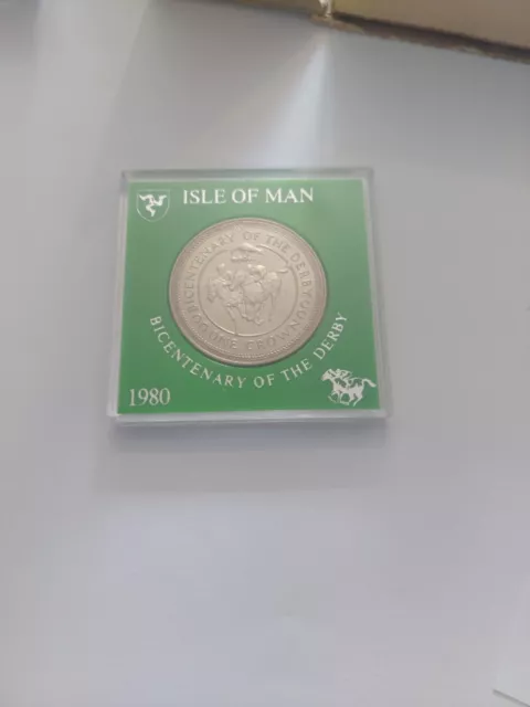 Isle of Man 1980 Crown Coin - Bicentenary of the Derby IOM MANX Cased