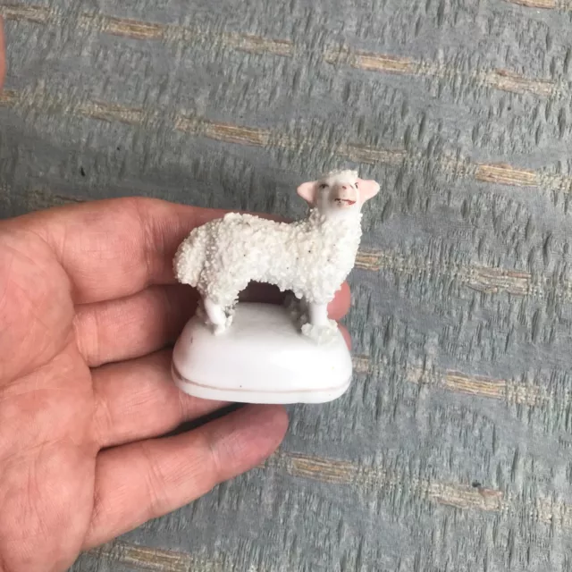 Antique Staffordshire miniature sheep lamb figure c.1860 English Pottery old