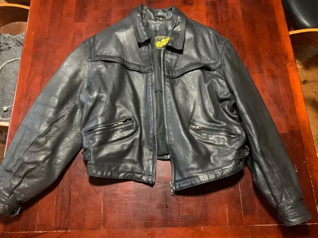 Leather Vintage Womens Jkt. BOY brand. Tag S see measurements. Black. Quality.