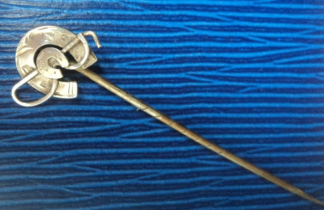 Broche Vintage Fer à Cheval & Cravache En Argent - Bijou Équestre Ancien