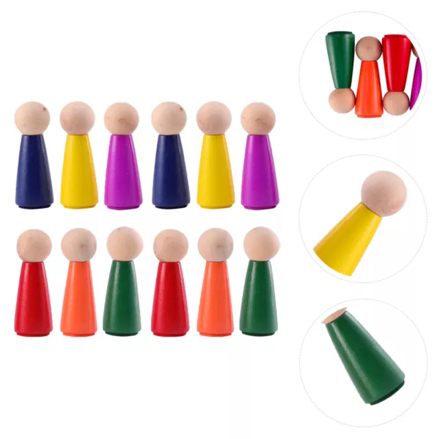 12 Pcs DIY Toy Decor Peg Doll Wood Bodies Toys Child Puppet