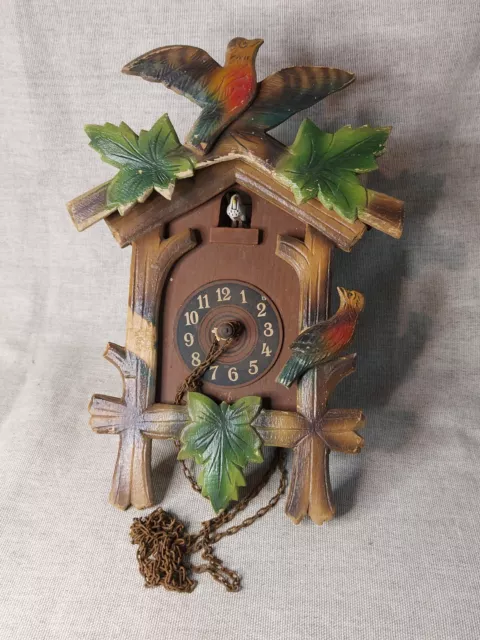 Vintage German Black Forest Wooden Cuckoo Clock - Broken