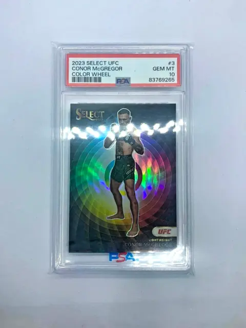 UFC 2023 "CONOR MCGREGOR" #3 COLOR WHEEL PSA 10 Select Prizm Panini SSP Case Hit