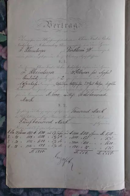 Kaufvertrag Druckmaschine Jakob Rheinberger Bad Dürkheim 1882