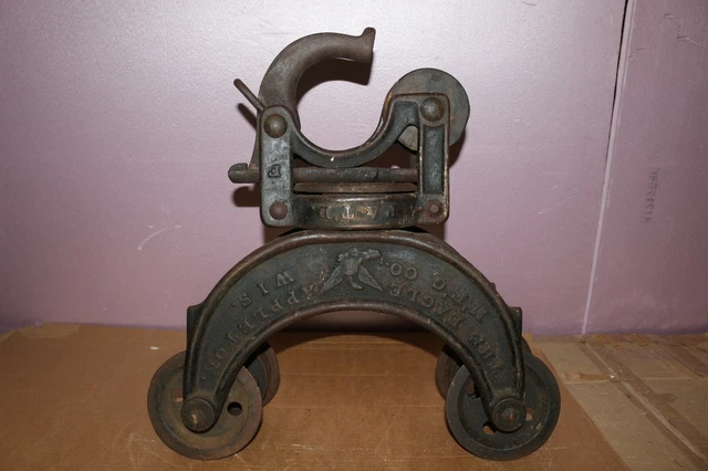 Rare Antique 1883 Eagle Hay Trolley Carrier Cast Iron Pulley Farm Barn NICE