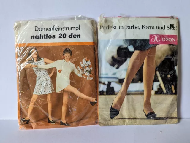 2 Paar echte Damenstrümpfe nicht dehnbar Gr. 10,5 Nylons Strapsstrümpfe