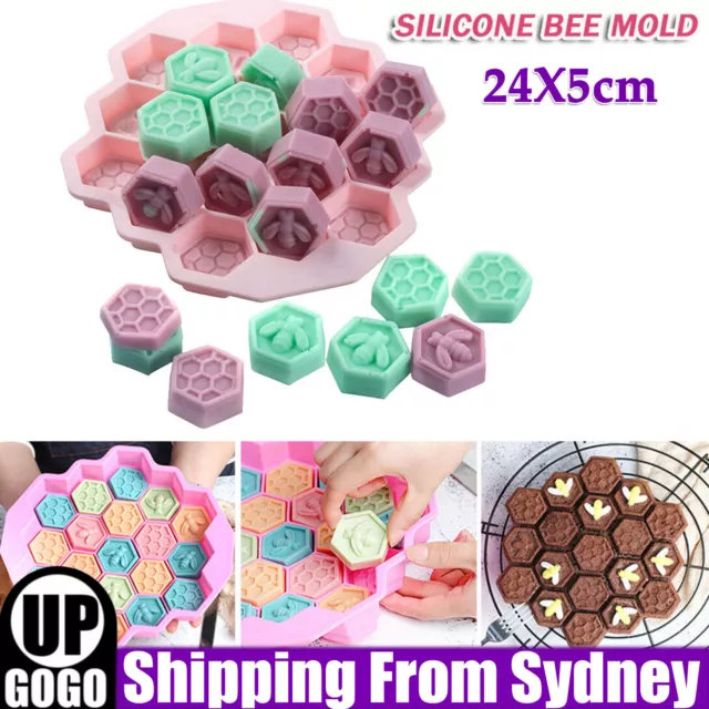 19 Cell Silicone Bee Honeycomb Cake Mould Chocolate Soap Candle Bakeware Mold AU
