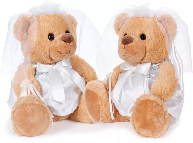 Ours de Mariage Couple de Femmes 25cm Cadeaux de Noces pour Couples de Même Sexe