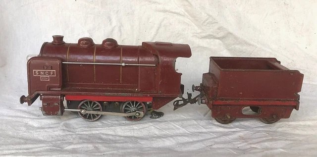 RARE! HORNBY O/0 LOCOMOTIVE OVA A VAPEUR ELECTRIQUE + TENDER