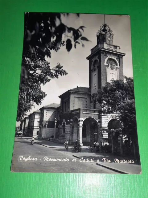 Cartolina Voghera - Monumento ai Caduti e Via Matteotti 1956.