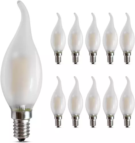 BELINGGO E14 Dimmable LED Candelabra Bulbs 4W, 2700K Warm Frosted Bent Tip