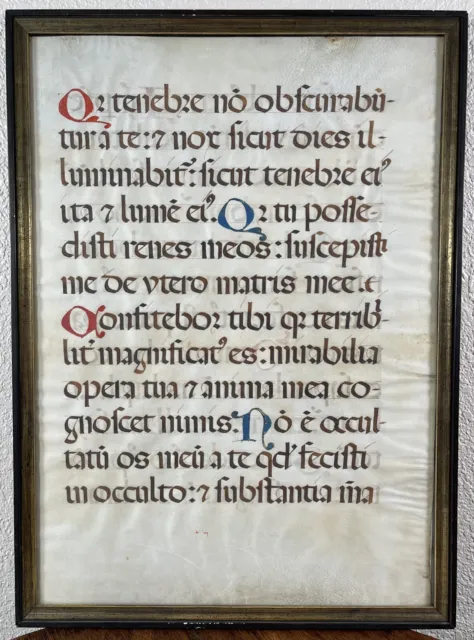 Antique Psalter Choir Leaf Medieval Gothic 15th C. Vellum Manuscript Liturgy