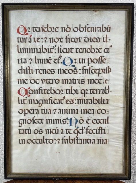 Antique Psalter Choir Leaf Medieval Gothic 15th C. Vellum Manuscript Liturgy Antique Psalter Choir Leaf Medieval Gothic 15th C. Vellum Manuscript Liturgy