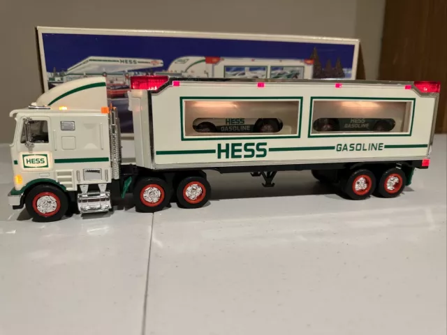 HESS 1997 TOY TRUCK AND RACERS  With The Original Box