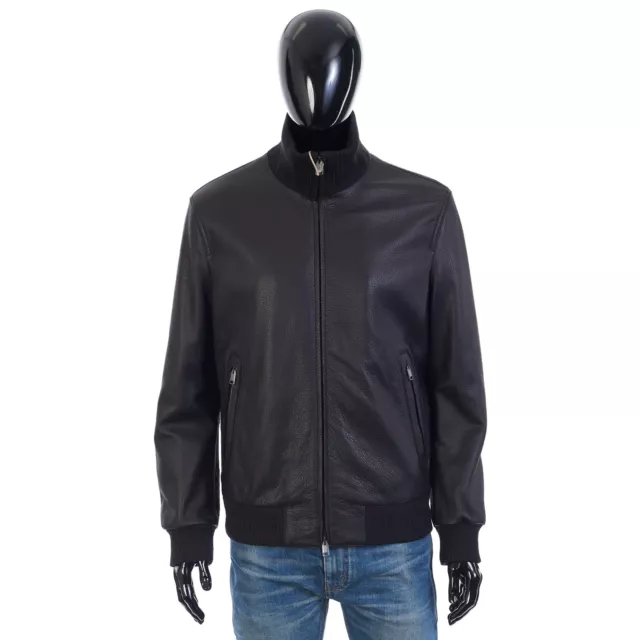 BRIONI 6995$ Iconic Black Leather Bomber Jacket 2