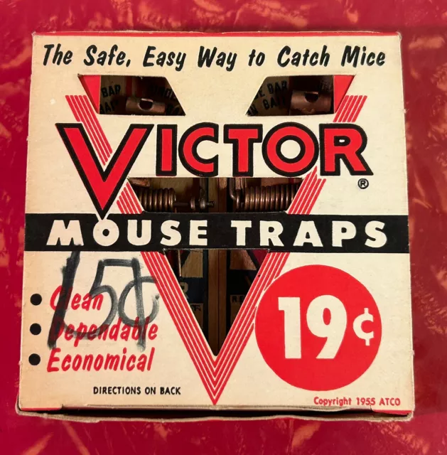 Vintage 1955 VICTOR Mouse Traps 2 Pack Brand New In Original Box NOS