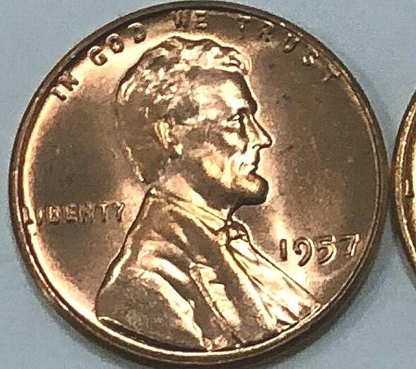 1957 P Mint Lincoln Wheat cent  Beautiful GEM BU/RED