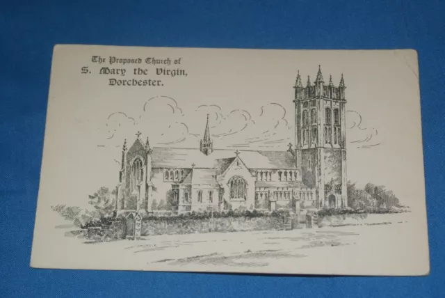 B/W 1905 POSTCARD POSTED SKETCH OF St MARY THE VIRGIN CHURCH DORCHESTER DORSET.