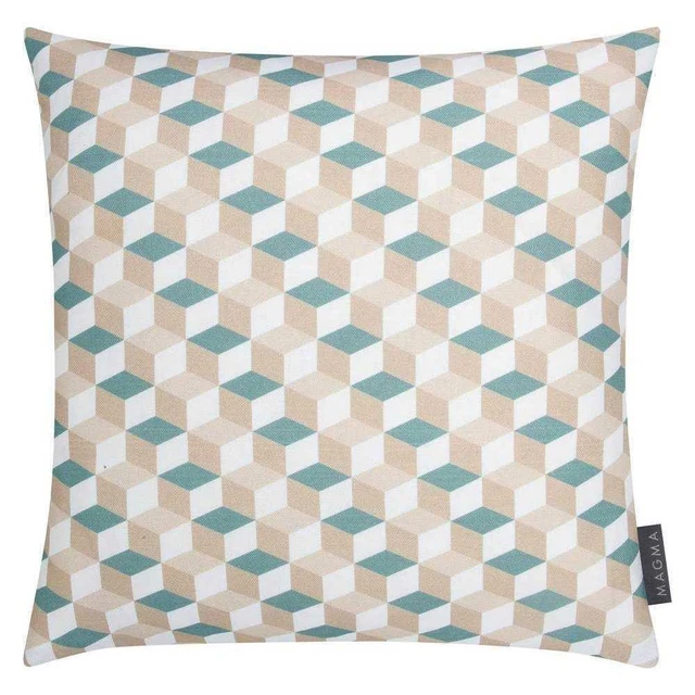 Funda de cojín de algodón Magma triángulos Blush Aqua 40x40 cm