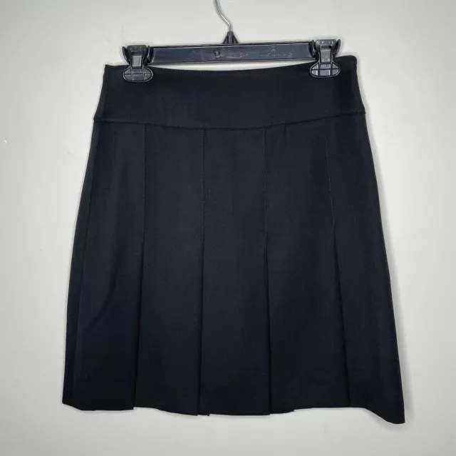BURBERRY Skirt Womens 4 Black Pleated NEW 100% Wool Lined Made in Italy Side Zip