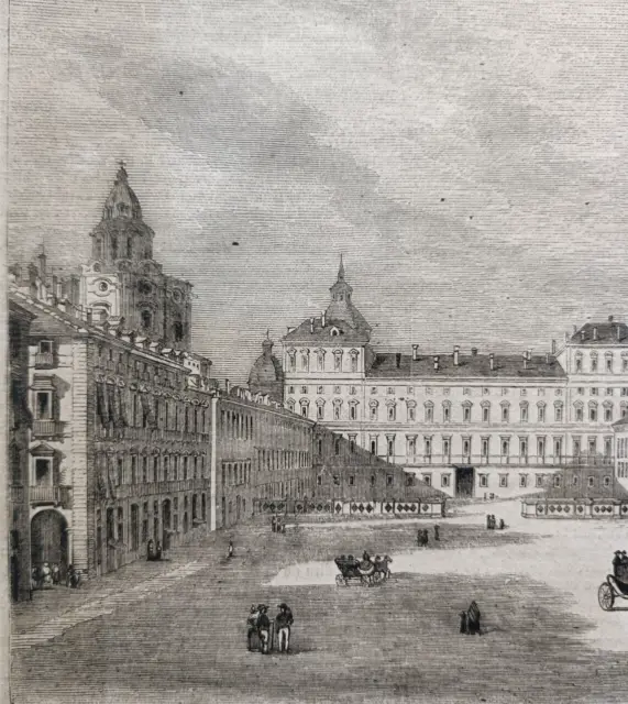 Torino Palazzo Reale di Torino Piemonte Savoia Stampa antica 1865