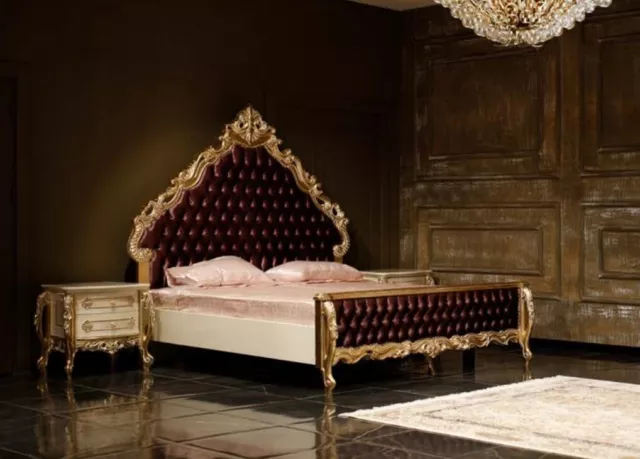 Lit Double Chambre À Coucher Hôtel Mariage // Avant Luxe Lit 2x Table De Chevet