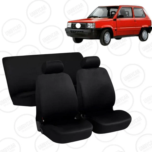 Coprisedili Auto Per Fiat Panda 2003-2012, In Cotone Blu E Nero, 4 Posti, Made In Italy