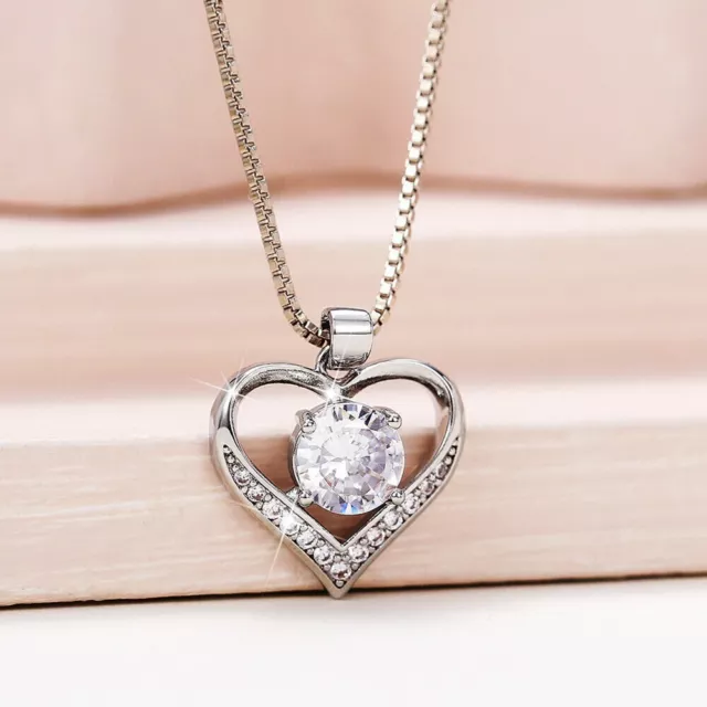 2.30 Ct Round Cut Lab Created Diamond Heart Pendent 14k White Gold Plated