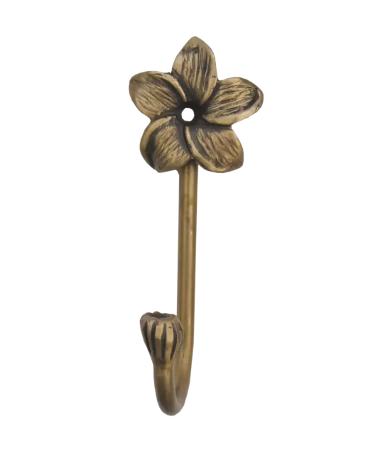 Brass Hook Orange Jasmine Figurine Hanger Coat Hat Wall Mount Vintage Home Decor