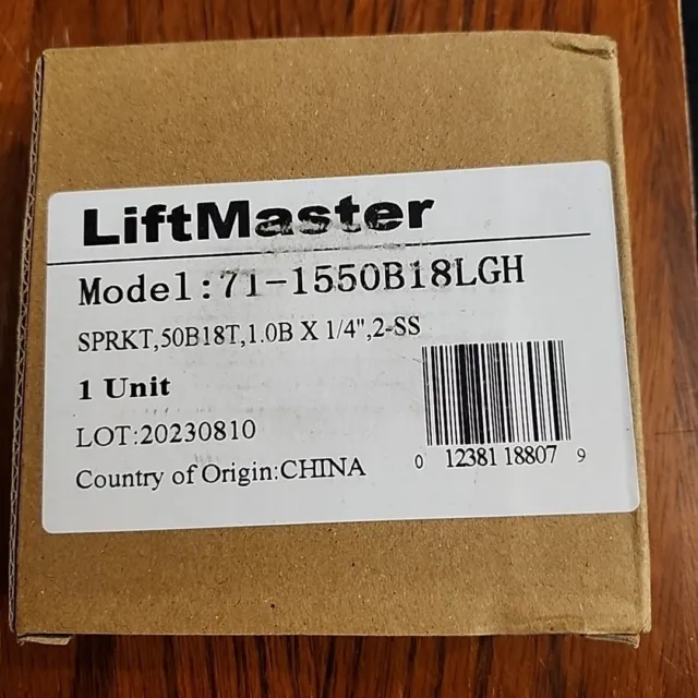"Piñón Liftmaster 18T 1"" diámetro 1/4"" llave 50B18T 71-1550B18LGH",