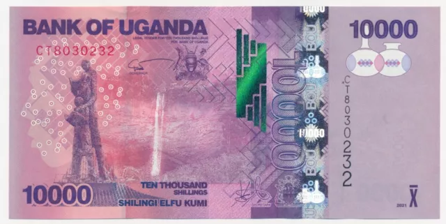 UGANDA 10000 SHILLINGS P-52g INDEPENDENCE MONUMENT - BANANA TREES 2021 UNC