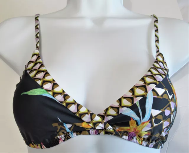 Trina Turk Navy Floral & Geometric Design Retro 2019 -Bikini  Swim Top  10
