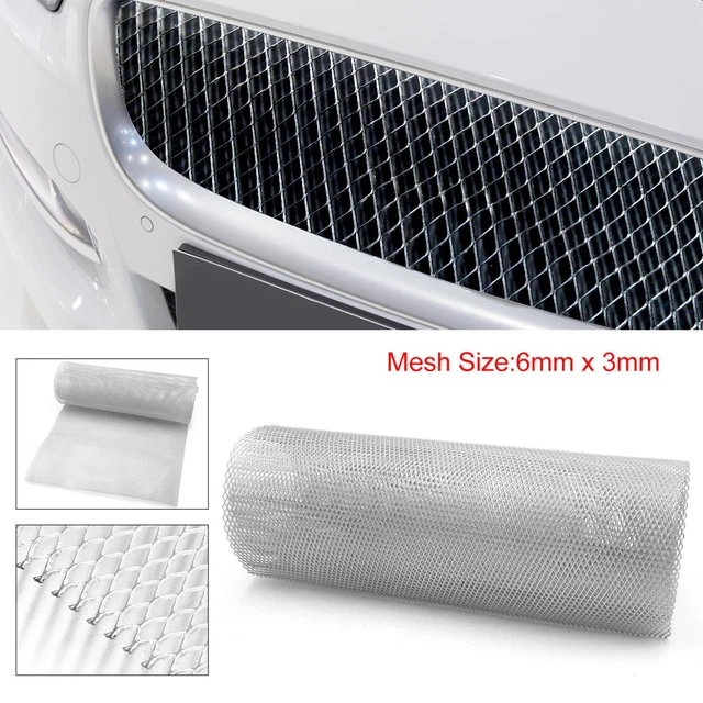 Auto Grille Mesh, 3x6mm Aluminium Aluminium Auto Grille Mesh Sheet Grid Body Bumper Rhombic Grill Universeel, Zilver